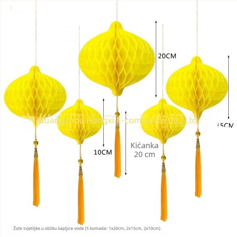 Novi kineski stil lampion kapljice vode za vitrinu, viseći dekor za trgovine nakitom i kampuse, proljetno–ljetna atmosfera