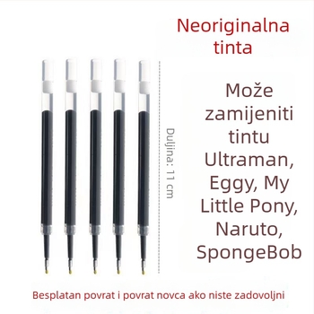 Crni refill gel pera 0,5 mm, tip pritiska, metalno kućište, brzo se suši