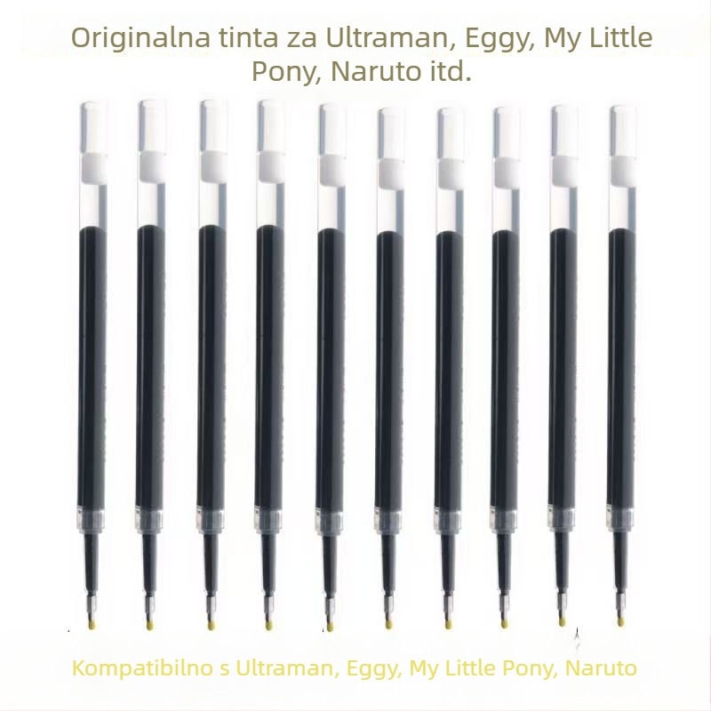 Crni refill gel pera 0,5 mm, tip pritiska, metalno kućište, brzo se suši