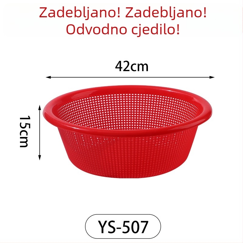 Plastični koš za odvodnjavanje za pranje povrća i odvod riže, crvene boje, kućna upotreba
