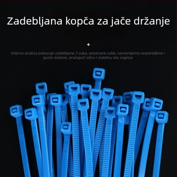Plave najlonske stezaljke za kablove, različite veličine, 100 komada