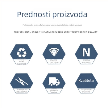 Plave najlonske stezaljke za kablove, različite veličine, 100 komada