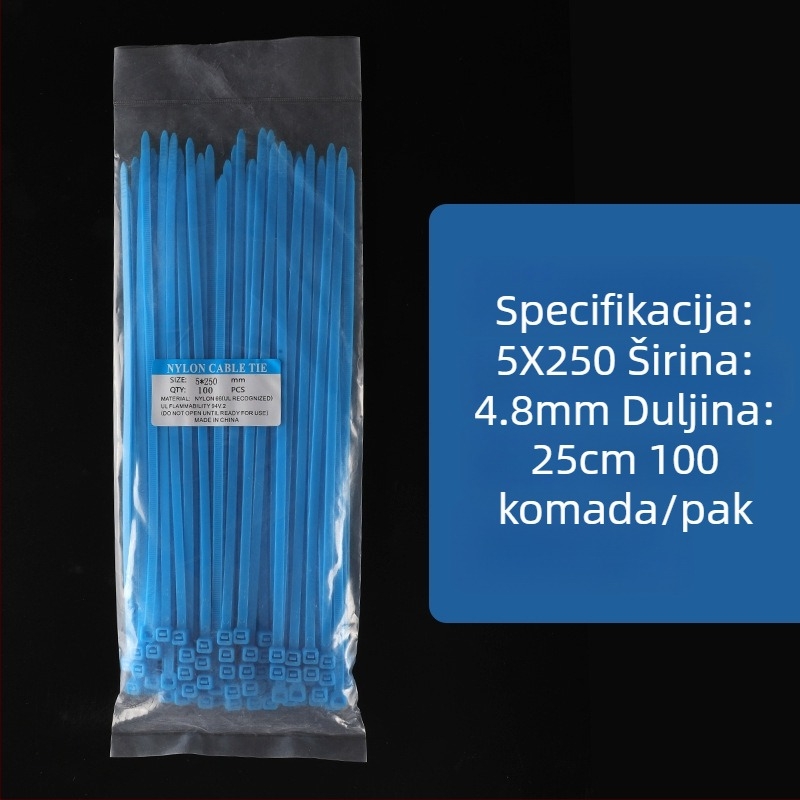 Plave najlonske stezaljke za kablove, različite veličine, 100 komada
