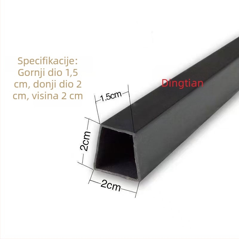 Vodootporan skup linija za odjeljivanje krova: PVC trapezna traka, središnji dijeljni profil, betonski dijeljitelj i brtvna traka širine 2 cm.