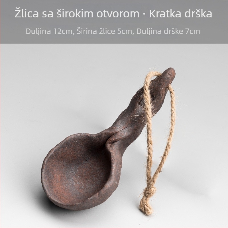 Ručna keramička žličica za kavu s dugim držkom, kreativna keramika, mala žlica za juhu, miješanje, kućna uporaba