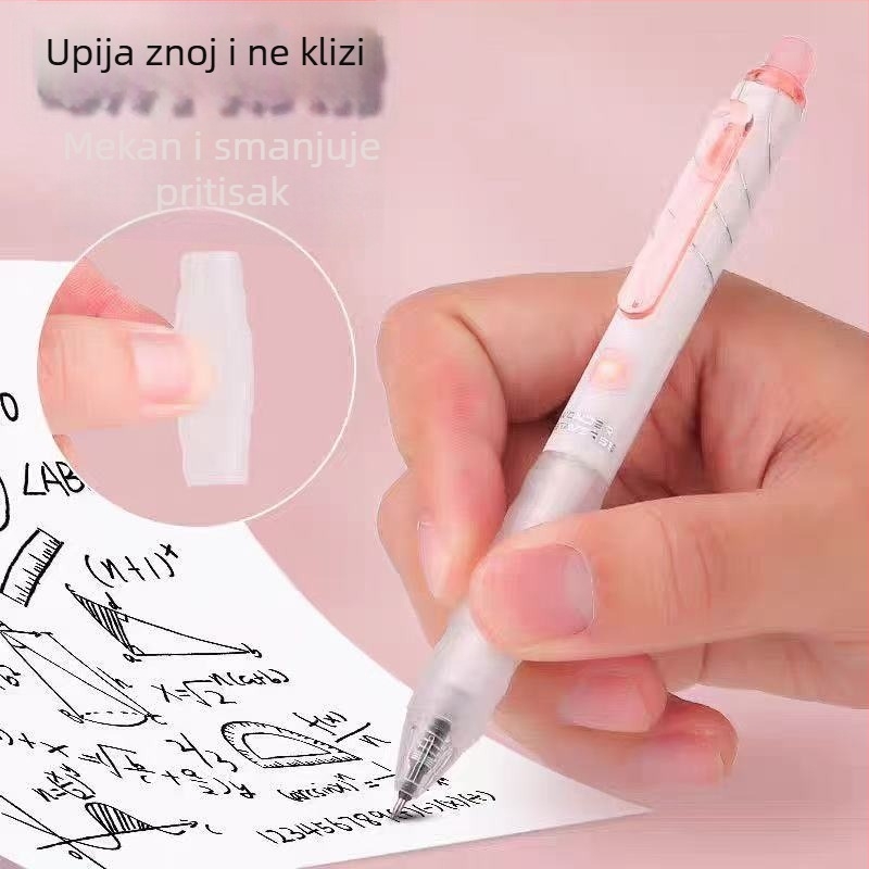 Pritiskom aktivirano brisivo pero na vodu za osnovnoškolce, vrh 0,5 mm, kristalno plavo tijelo, crno mastilo