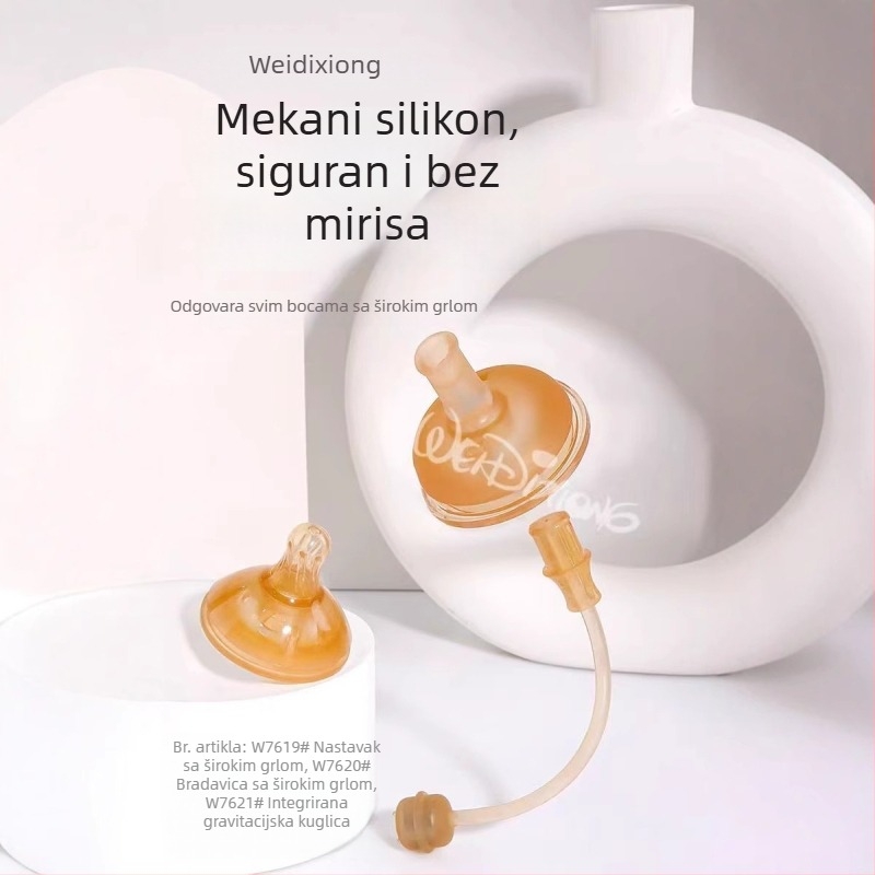 Widie Bear Pribor za bradavicu i slamku za bočicu, silikon s nano-srebrom, širokog otvora, univerzalno