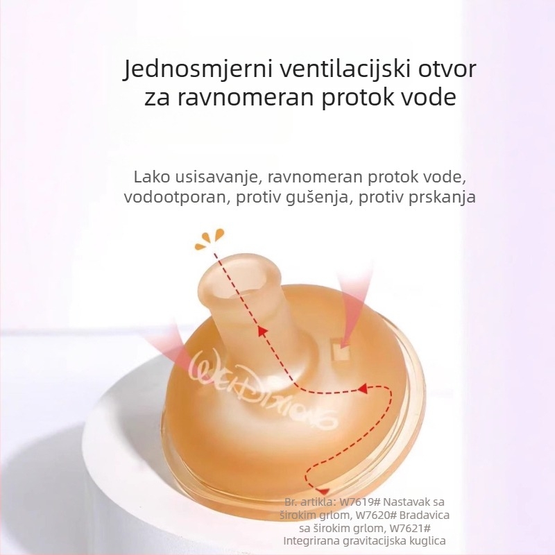 Widie Bear Pribor za bradavicu i slamku za bočicu, silikon s nano-srebrom, širokog otvora, univerzalno
