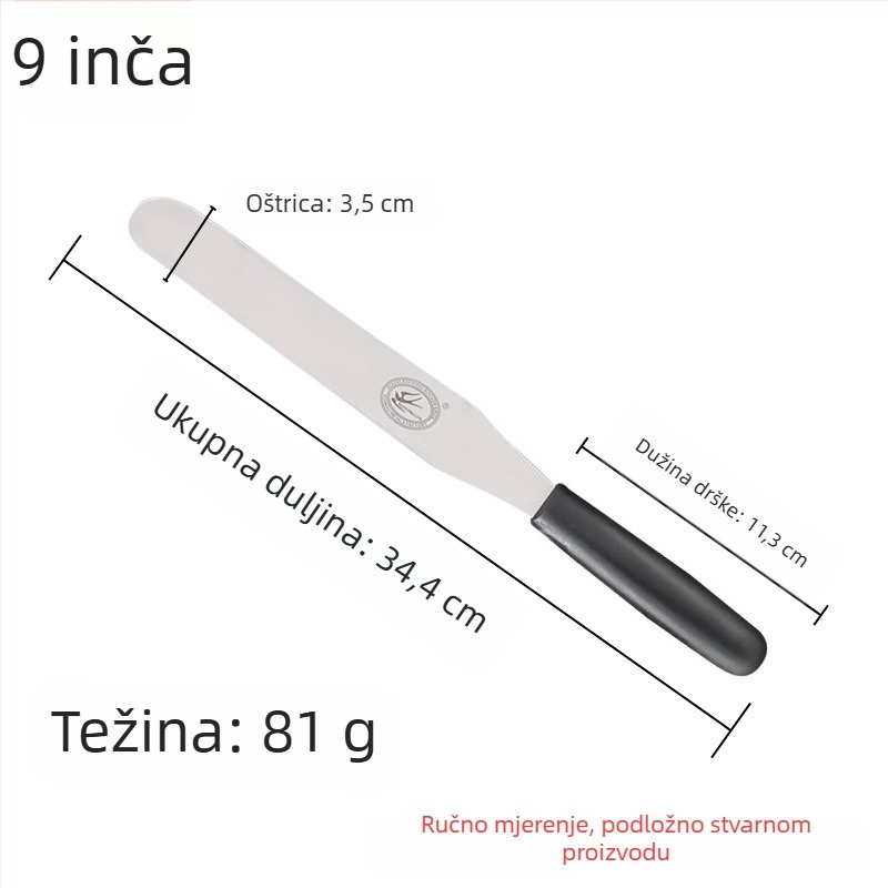 Set kuhinjskih alata za pečenje: špatula za tortu, ravni nož, zakrivljeni nož, špatula za kremu i strugalica