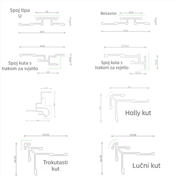 Integrirani zidni panel s metalnim dekorativnim trakom, I-obliku rub, zaobljeni kut, Yin–Yang kut, Begonija karbon kristalna ploča