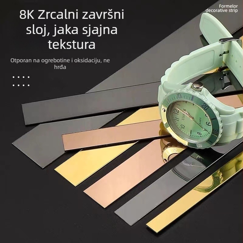 Samo-ljepljiva dekorativna traka od nehrđajućeg čelika s crnim titan završnim slojem za stropove i zidove.