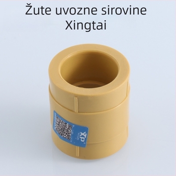 Žuti PPR spojovi za cijevi 1/2-inch i 3/4-inch, isti promjer, straight-through spojnik za kućnu vodovodnu instalaciju