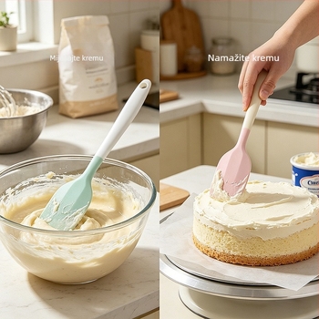 Integrirana silikon spatula, velika mekana špatula za torte i kreme, prehrambena kvaliteta, neprijanjajuća kuhinjska špatula.