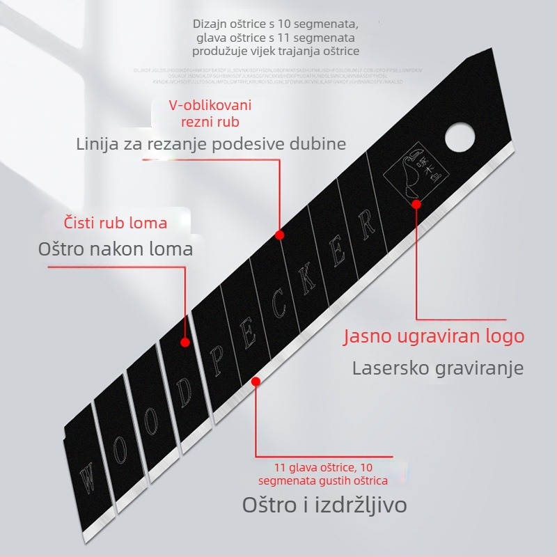 Woodpecker FD-09A 18 mm zamjenska oštrica za kancelarijski nož – velika oštrica za uklanjanje tapeta