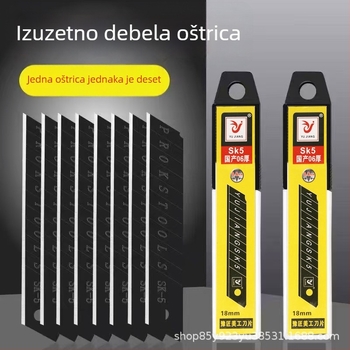 18 mm crna velika oštrica univerzalnog noža, debela i oštra, za tapete i spojeve na zidovima, industrijske kvalitete