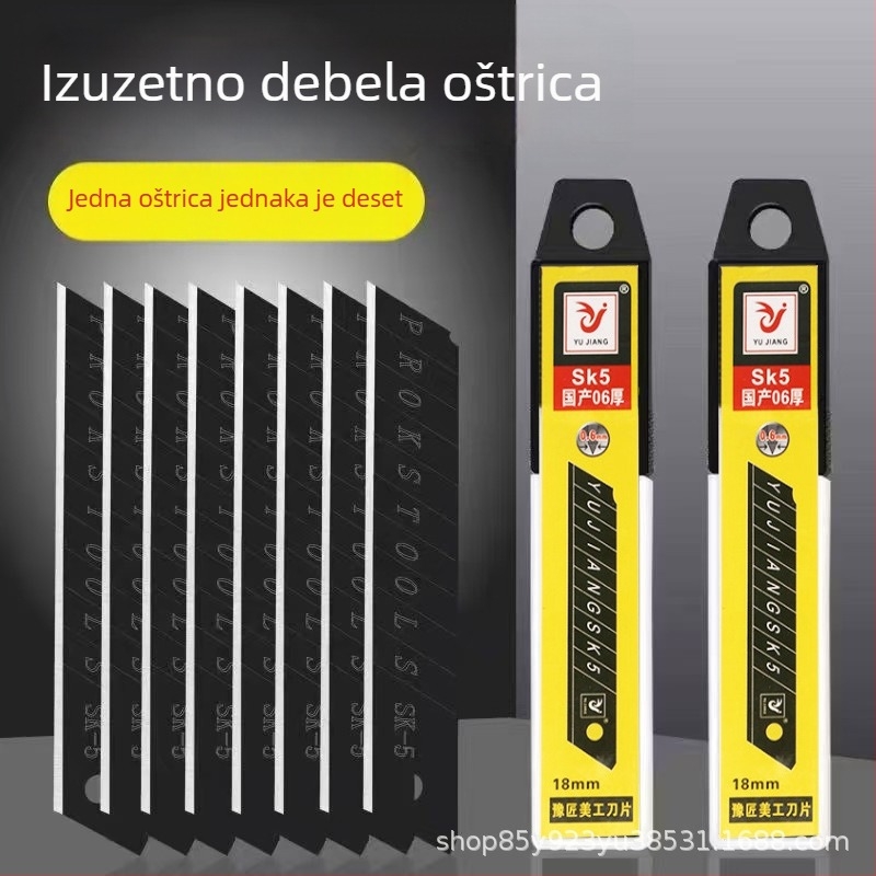 18 mm crna velika oštrica univerzalnog noža, debela i oštra, za tapete i spojeve na zidovima, industrijske kvalitete