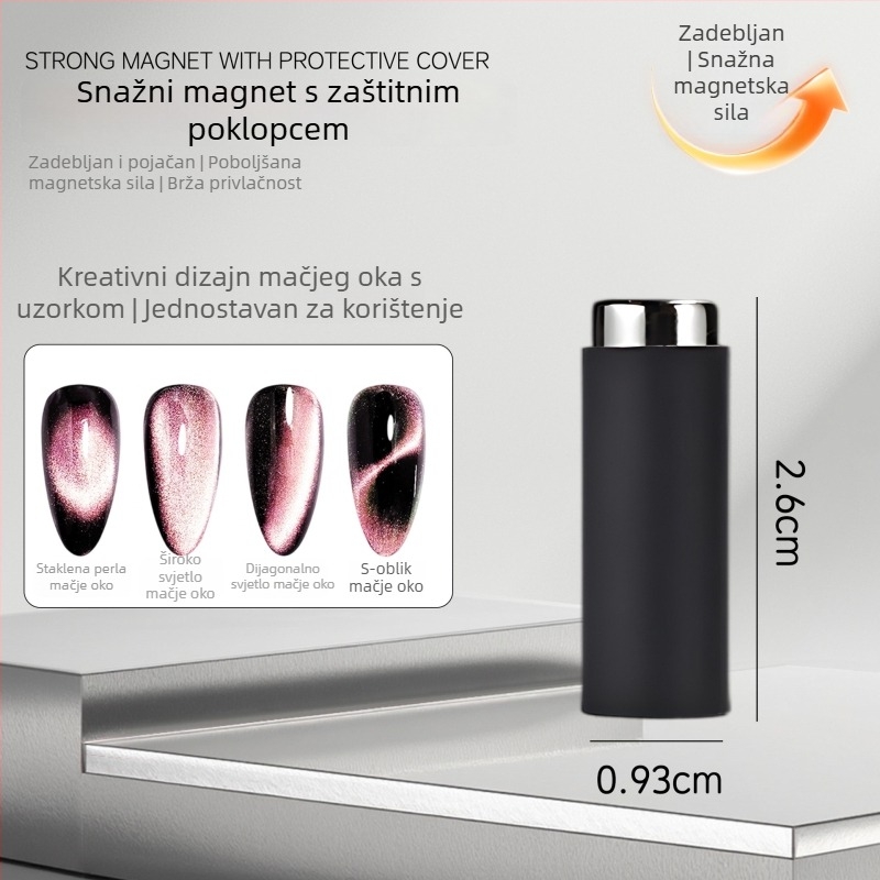 Višenamjenski alat za nokte s cat-eye efektom, zaštitni kućište, cilindrični jak magnet za kreativne uzorke
