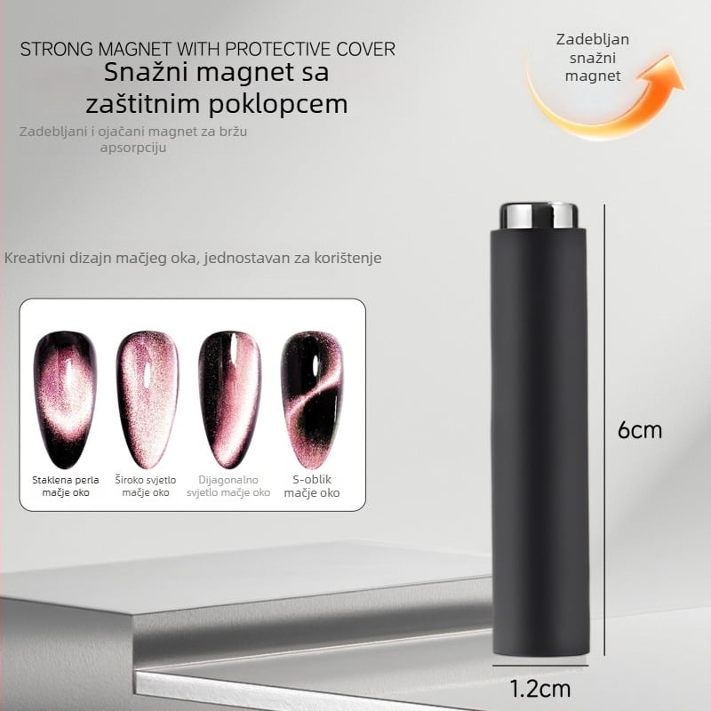 Višenamjenski alat za nokte s cat-eye efektom, zaštitni kućište, cilindrični jak magnet za kreativne uzorke