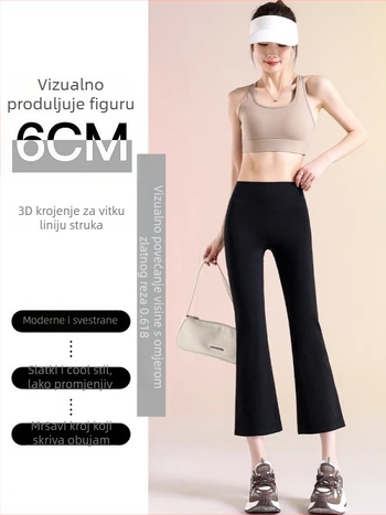 Ženske hlače za jogu s visokim strukom i capri dužinom, tanak materijal, kontrola trbuha, podizanje stražnjice, za fitness i trčanje