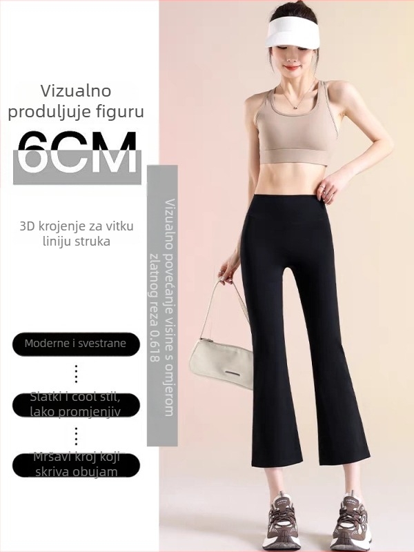 Ženske hlače za jogu s visokim strukom i capri dužinom, tanak materijal, kontrola trbuha, podizanje stražnjice, za fitness i trčanje