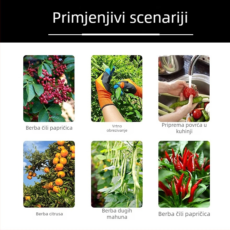 Rukavice za branje s ugrađenim nožem na palac za branje paprike, graha i čaja