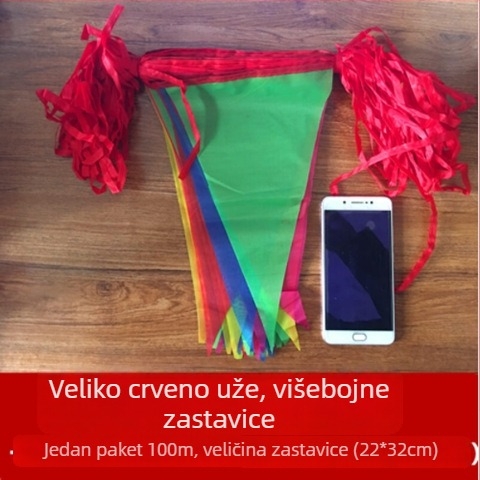 Višebojne trokutaste zastavice na užetu za vjenčanje i rođendanske dekoracije