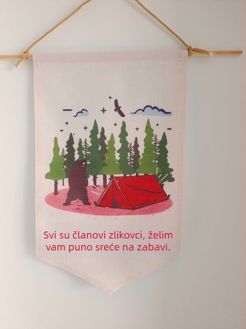 Višebojne trokutaste zastavice za kampiranje, debeli twill materijal, dekorativne vrpce