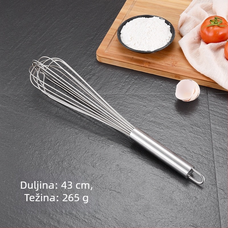 Ručni nehrđajući čelični tučak za jaja, 10 inča, za pečenje