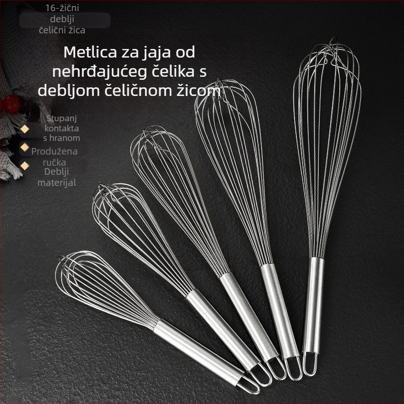 Debeli nehrđajući čelični mućkalica za jaja, ručna, kuhinja i pečenje