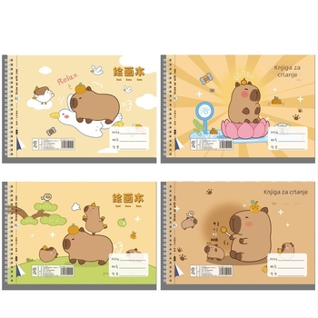 Capybara – Bilježnica za crtanje, A4, spiralno povez, debeli papir, za učenike osnovne i srednje škole