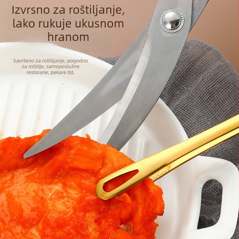 Barbecue klips od 304 nehrđajućeg čelika uz škare za steak — višestruka upotreba, protuklizno, otporno na hrđu, zaštita od opeklina