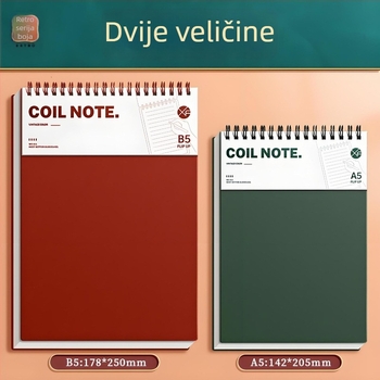 B5 vintage spiralni bilježnica za učenike, otporna na prolijevanje tinte, jednostavan i stiliziran, s listovima koji se mogu odvojiti