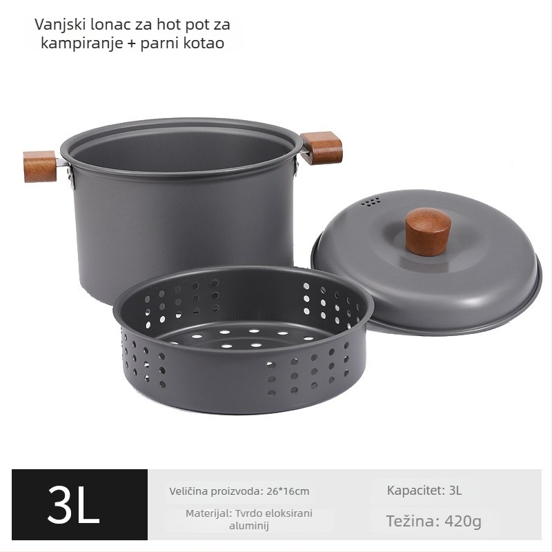 4L aluminijski lonac za kampiranje, lagan za 3–5 osoba
