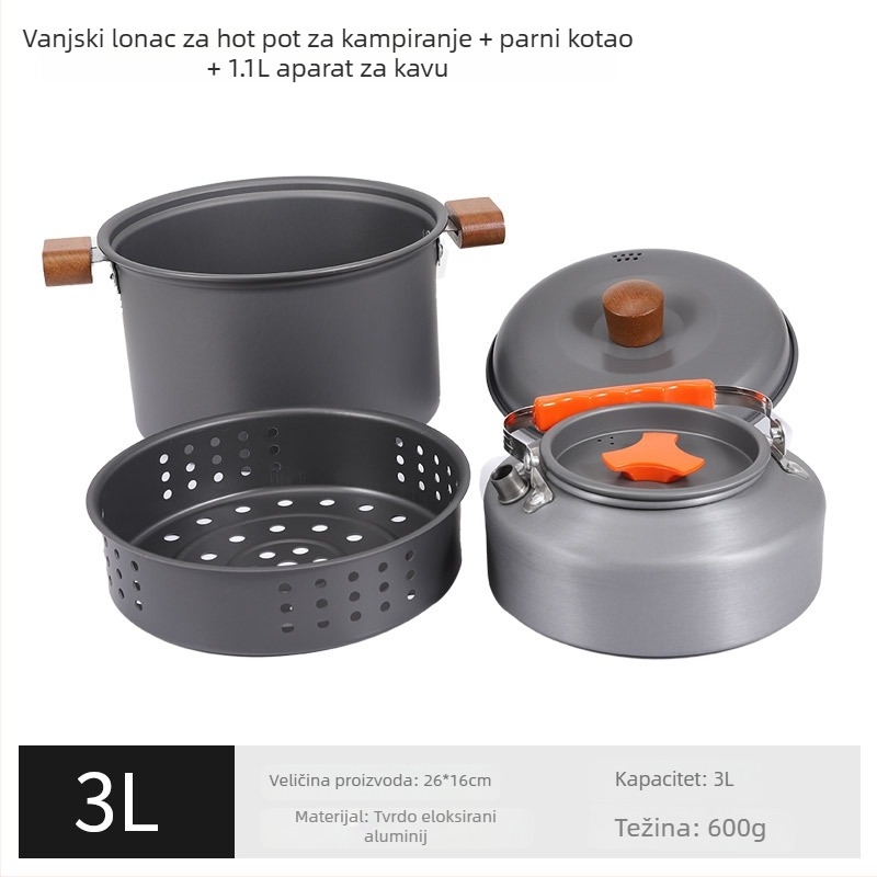 4L aluminijski lonac za kampiranje, lagan za 3–5 osoba