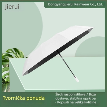 Automatski veliki sklopivi kišobran s 50 rebara, crna vinilna navlaka, za vanjsku upotrebu, prenosni štit od sunca i kiše