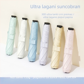 Ultra lagani sunčani kišobran 0,1 kg s UV zaštitom, 6 krakova, ženski sklopivi kišobran, prilagodljiv reklamni kišobran