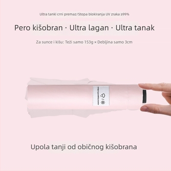 Ultra lagani sunčani kišobran 0,1 kg s UV zaštitom, 6 krakova, ženski sklopivi kišobran, prilagodljiv reklamni kišobran