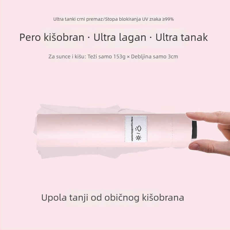 Ultra lagani sunčani kišobran 0,1 kg s UV zaštitom, 6 krakova, ženski sklopivi kišobran, prilagodljiv reklamni kišobran