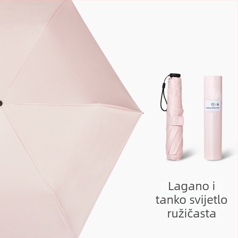 Ultra lagani sunčani kišobran 0,1 kg s UV zaštitom, 6 krakova, ženski sklopivi kišobran, prilagodljiv reklamni kišobran