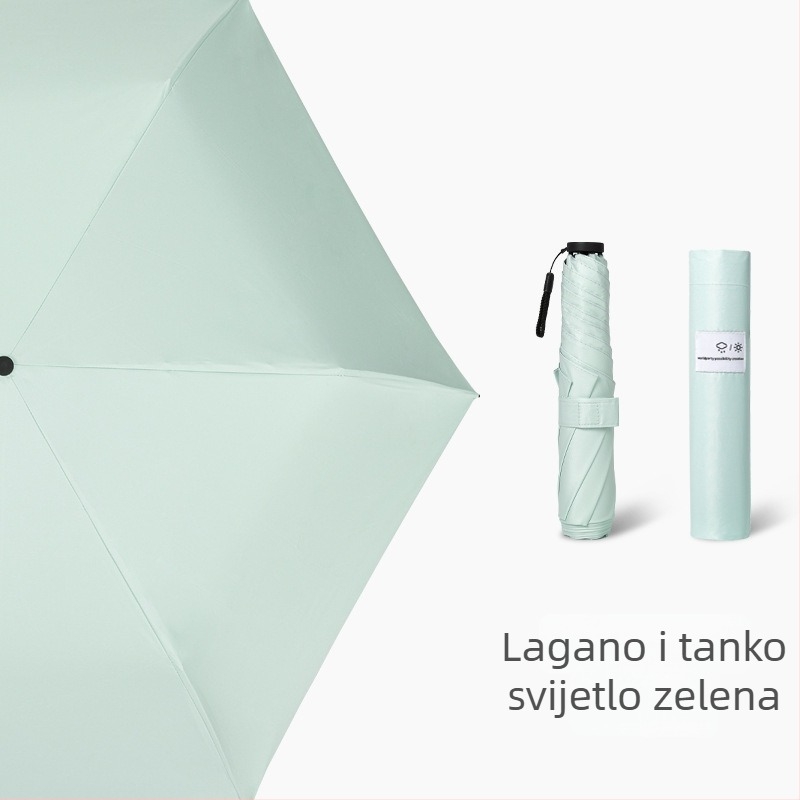 Ultra lagani sunčani kišobran 0,1 kg s UV zaštitom, 6 krakova, ženski sklopivi kišobran, prilagodljiv reklamni kišobran