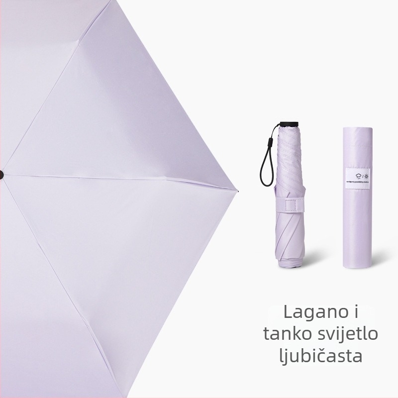 Ultra lagani sunčani kišobran 0,1 kg s UV zaštitom, 6 krakova, ženski sklopivi kišobran, prilagodljiv reklamni kišobran