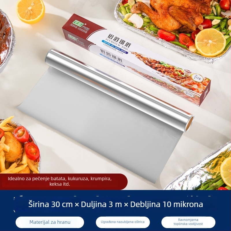 Jednokratne aluminijske folije listovi za zrak-fritezu i roštilj, rola 3,8 m za pečenje i roštiljanje