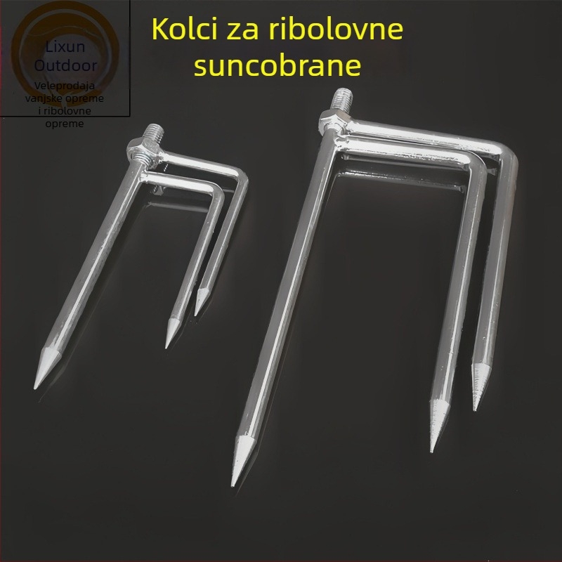 Galvanizirani trokutasti zemni klin za držač ribolovnog kišobrana, fiksni i odvojivi