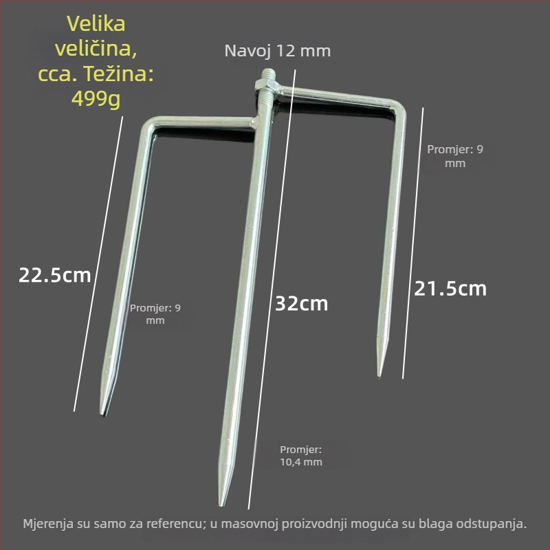 Galvanizirani trokutasti zemni klin za držač ribolovnog kišobrana, fiksni i odvojivi