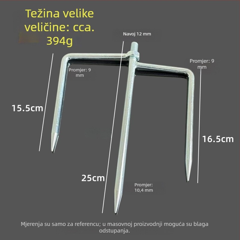 Galvanizirani trokutasti zemni klin za držač ribolovnog kišobrana, fiksni i odvojivi