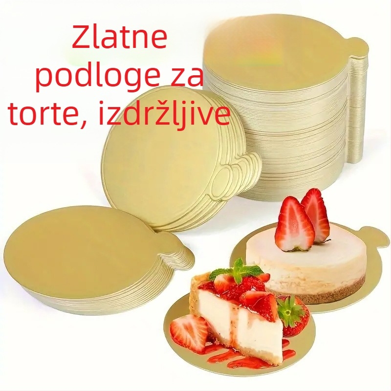 Okrugla podloga za tortu, zlatna podloga za pečenje sa silikonskim premazom