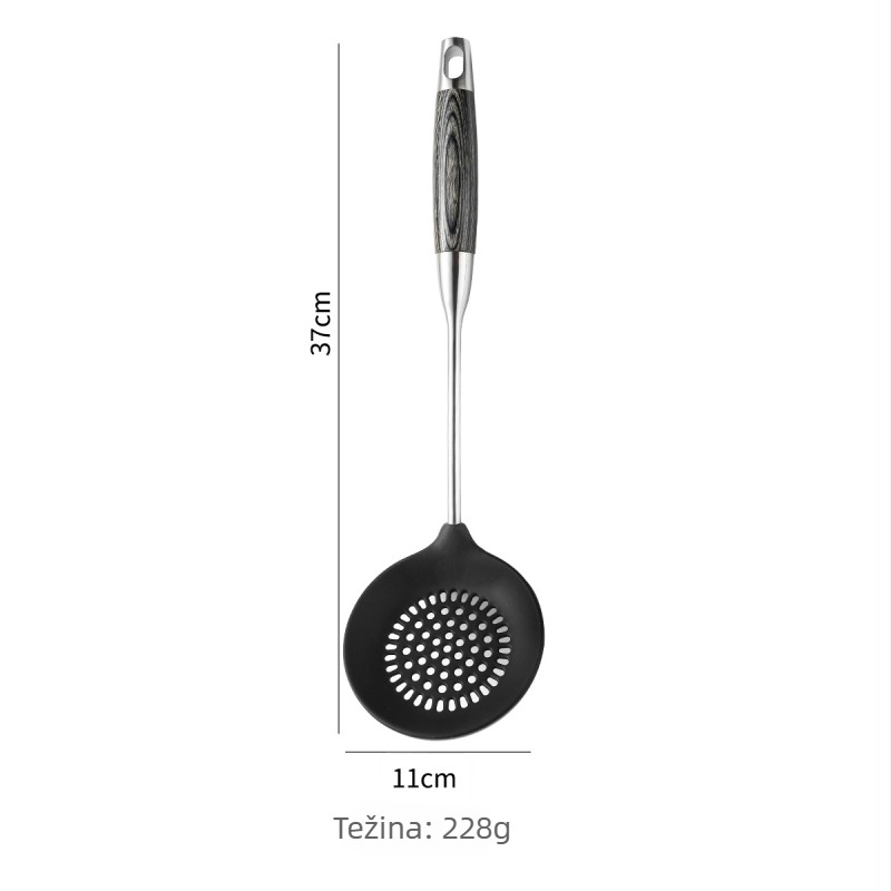 Set silikonskih spatula s 304 nehrđajućeg čelika, otporan na visoke temperature, neprijanjajuće kuhinjske posude, drvene ručke