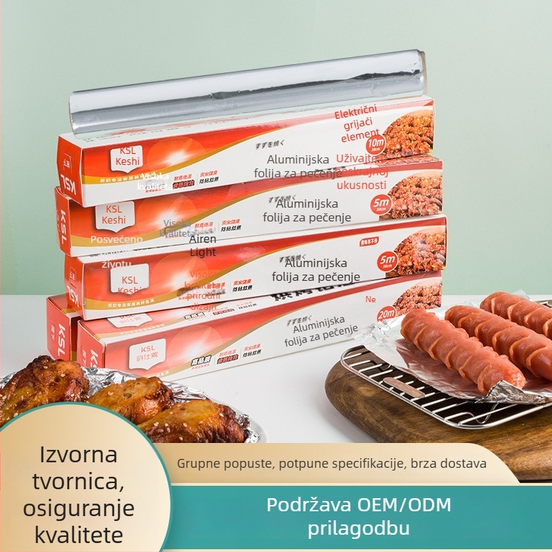Jednokratna aluminijska folija u roli za air fryer i pećnicu, kvalitete hrane, za roštilj