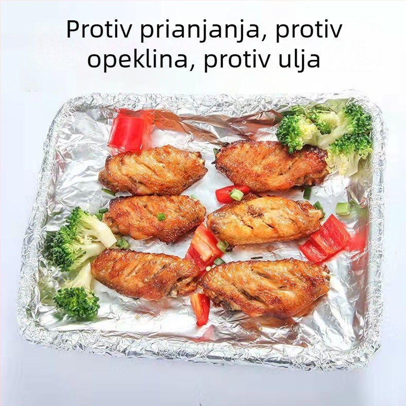 Jednokratna rola aluminijske folije visoke kvalitete za roštilj, pećnicu i air fryer, pakirana u kutiju