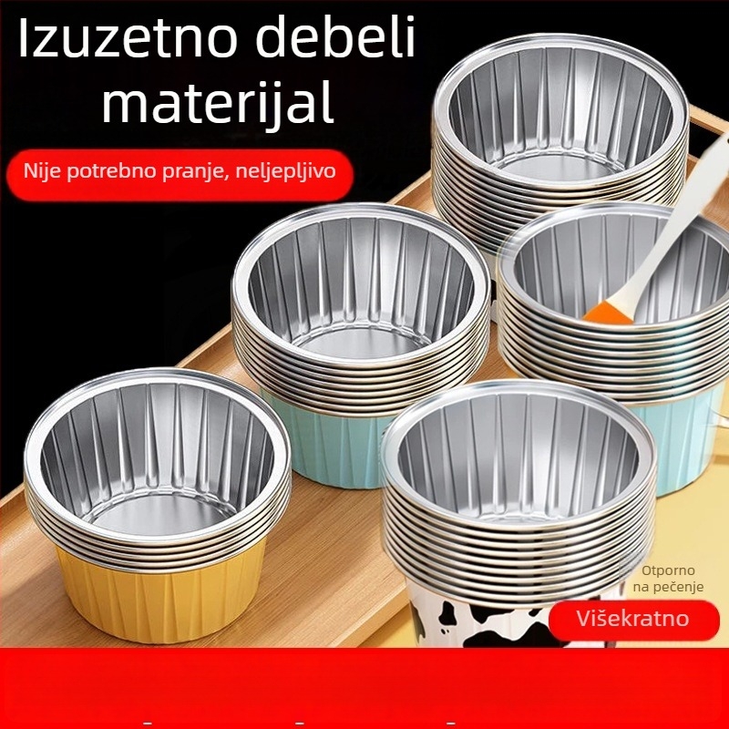 Puding čaše od aluminijske folije za pećnicu s pečenjem na zrak, kalupi za kolače od aluminijske folije, debeći kućni alati za pečenje